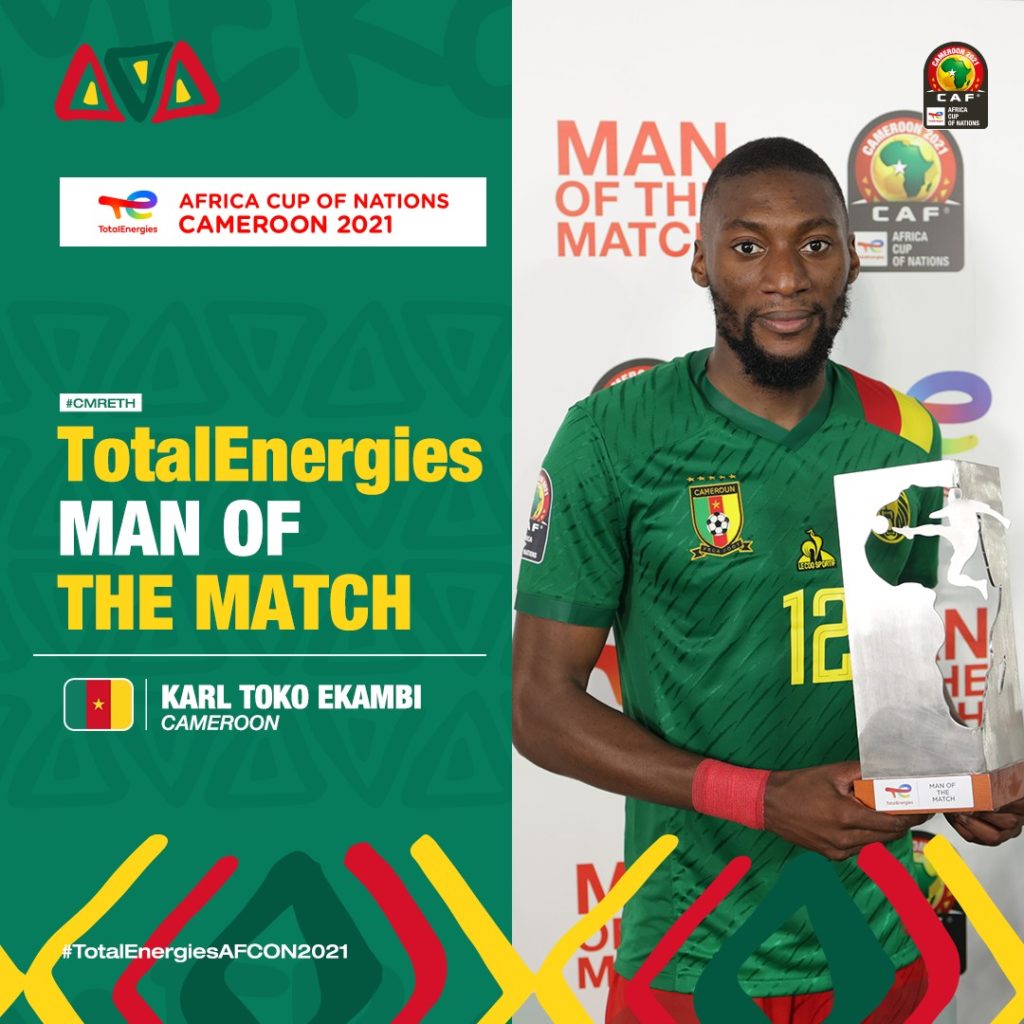 Karl Toko Ekambi Homme du match Cameroun Ethiopie