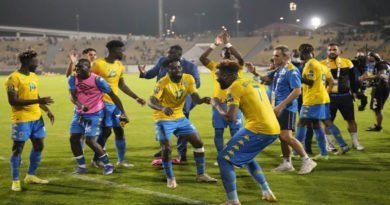 Gabon joue contre le Maroc, ici jubile can Yaoundé